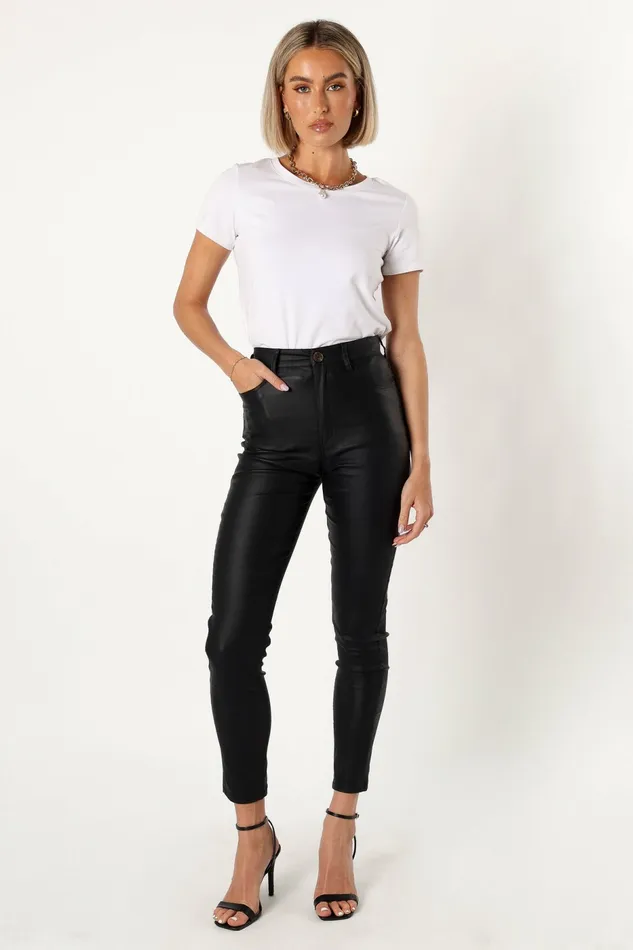 Pants Petal and Pup Women Sammie Vegan Leather Pants Black
