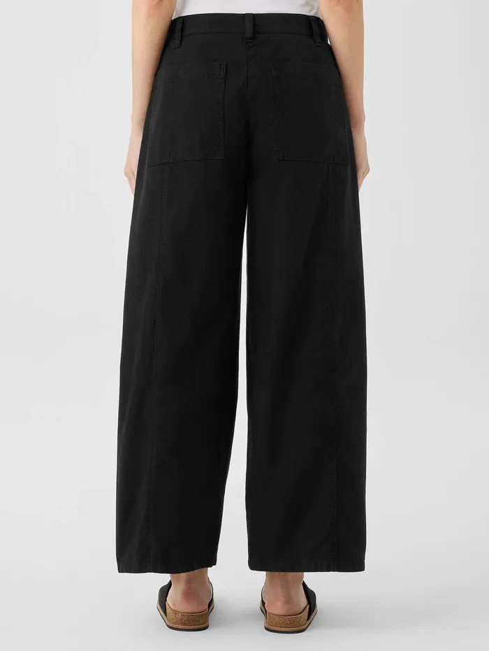 Pants Shorts and Jumpsuits Women Eileen Fisher Cotton Hemp Stretch WideLeg Pant Black