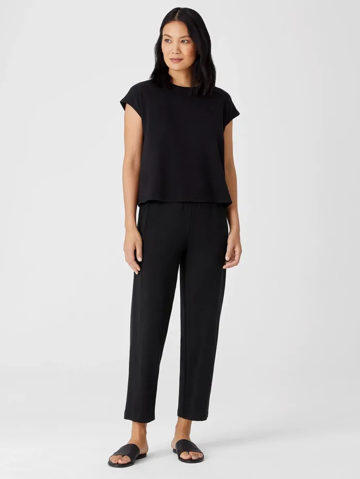Pants Shorts and Jumpsuits Women Eileen Fisher Cozy Brushed Terry Hug Lantern Pant Black