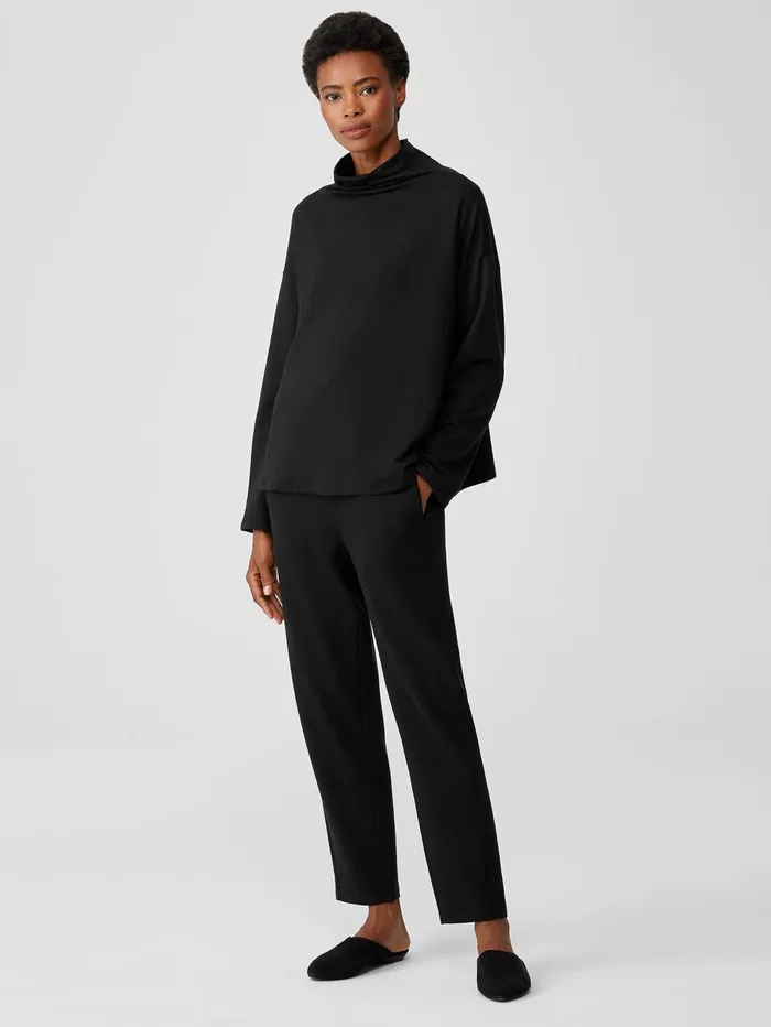 Pants Shorts and Jumpsuits Women Eileen Fisher Cozy Brushed Terry Hug Slouchy Pant Black