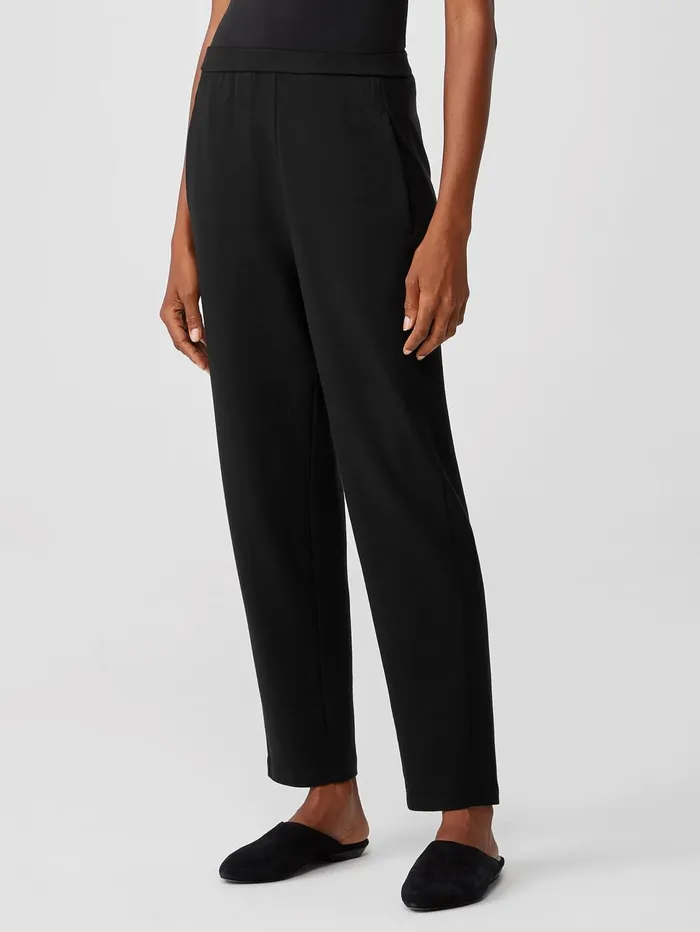 Pants Shorts and Jumpsuits Women Eileen Fisher Cozy Brushed Terry Hug Slouchy Pant Black