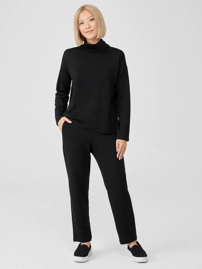 Pants Shorts and Jumpsuits Women Eileen Fisher Cozy Brushed Terry Hug Slouchy Pant Black