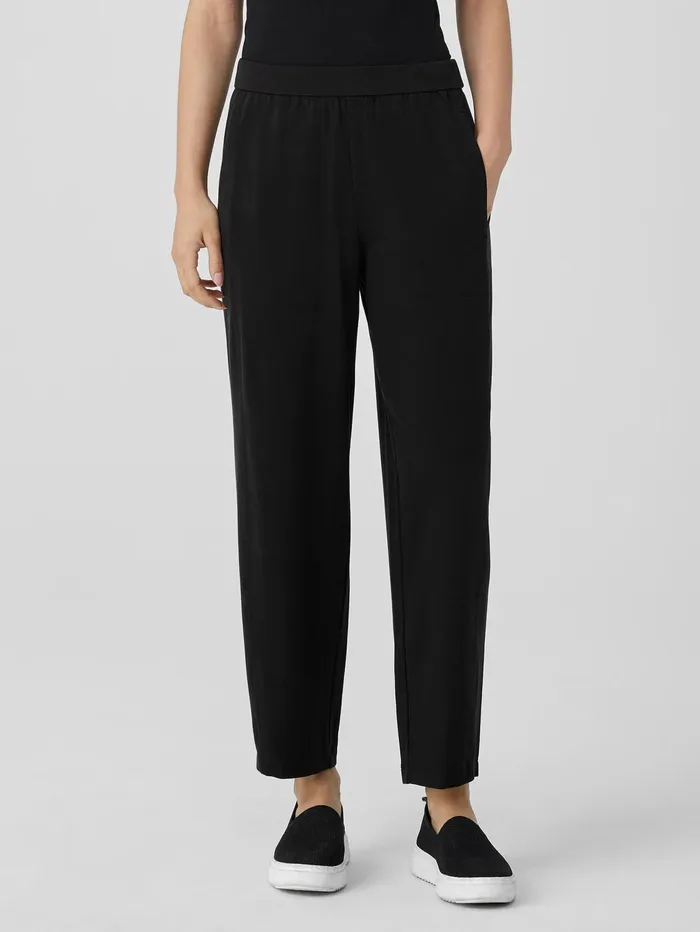 Pants Shorts and Jumpsuits Women Eileen Fisher Pima Cotton Stretch Jersey Lantern Pant Black