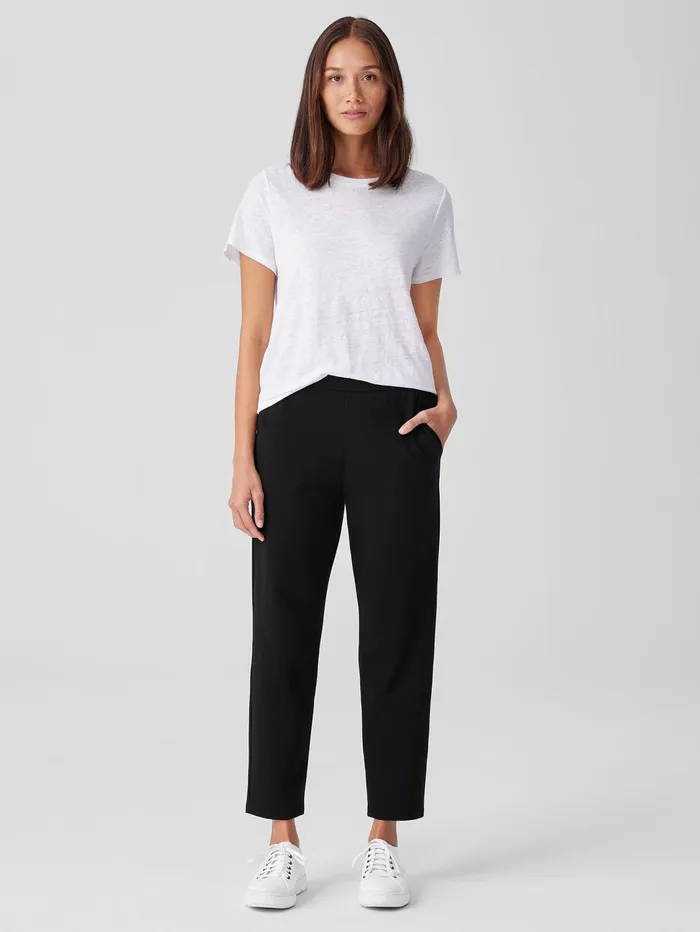 Pants Shorts and Jumpsuits Women Eileen Fisher Pima Cotton Stretch Jersey Tapered Pant Black