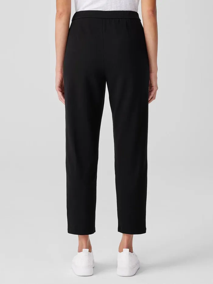 Pants Shorts and Jumpsuits Women Eileen Fisher Pima Cotton Stretch Jersey Tapered Pant Black