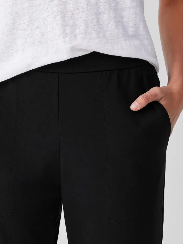 Pants Shorts and Jumpsuits Women Eileen Fisher Pima Cotton Stretch Jersey Tapered Pant Black