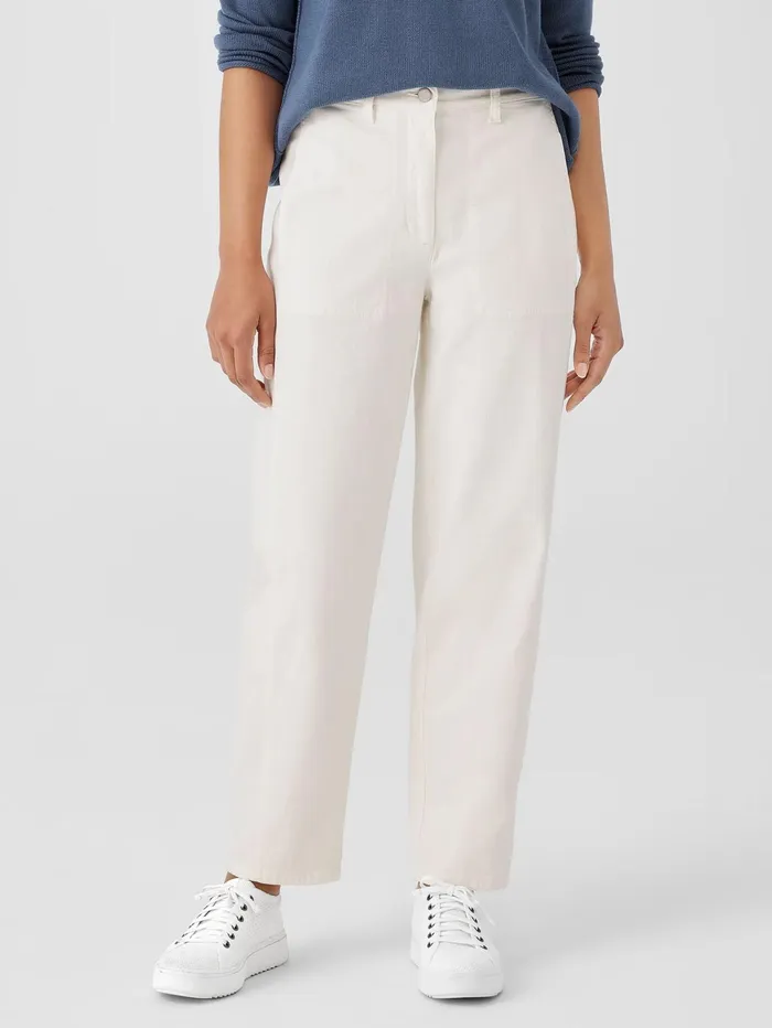 Pants Shorts and Jumpsuits Women Eileen Fisher Undyed Organic Cotton Denim Lantern Jean Undyed Natural