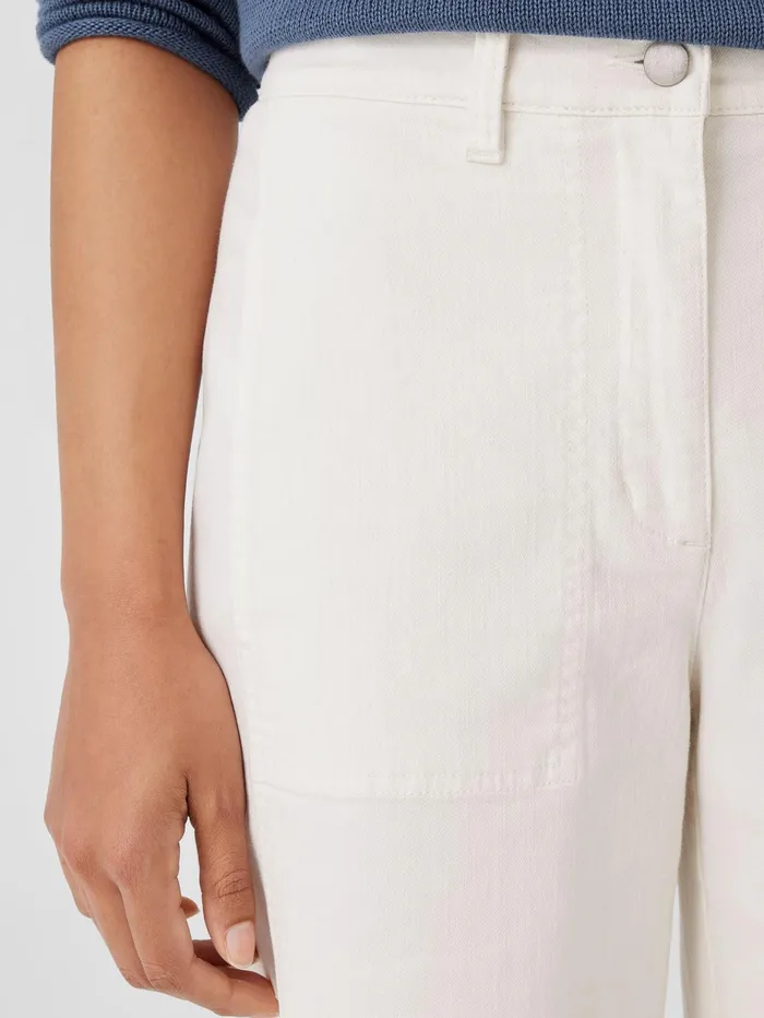 Pants Shorts and Jumpsuits Women Eileen Fisher Undyed Organic Cotton Denim Lantern Jean Undyed Natural