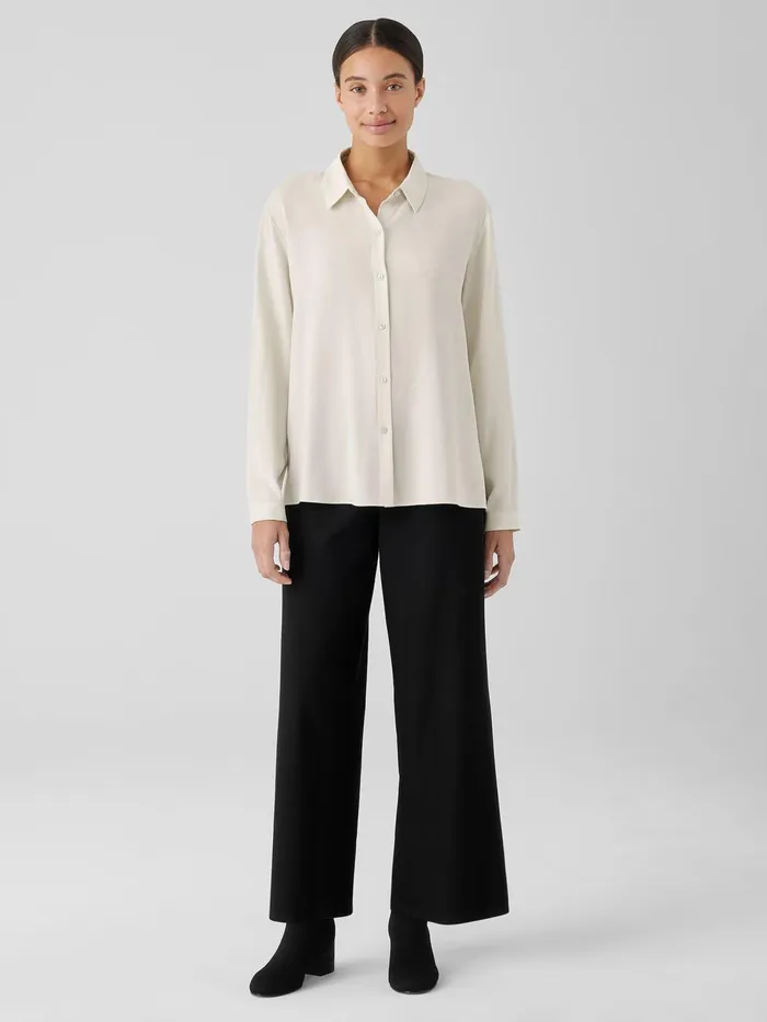 Pants Shorts and Jumpsuits Women Eileen Fisher Washable Stretch Crepe WideLeg Pant Black