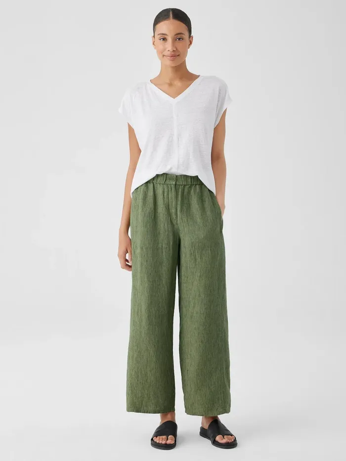 Pants Shorts and Jumpsuits Women Eileen Fisher Washed Organic Linen Dlav Wide Trouser Pant Coriander