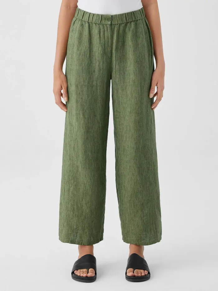 Pants Shorts and Jumpsuits Women Eileen Fisher Washed Organic Linen Dlav Wide Trouser Pant Coriander