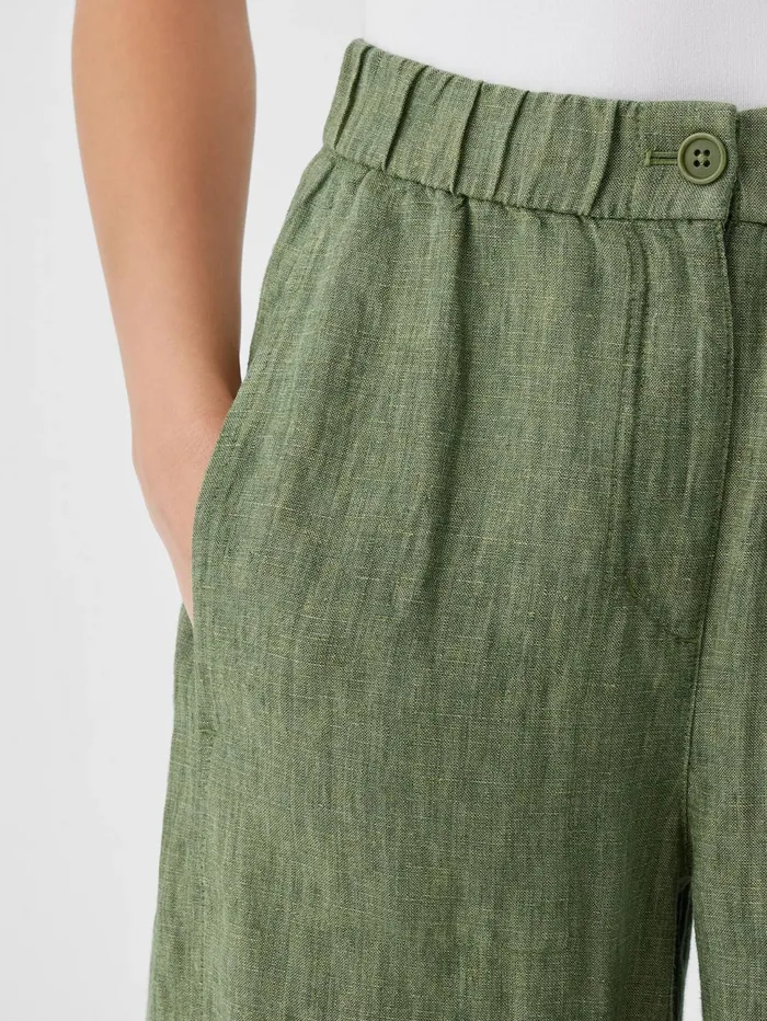 Pants Shorts and Jumpsuits Women Eileen Fisher Washed Organic Linen Dlav Wide Trouser Pant Coriander