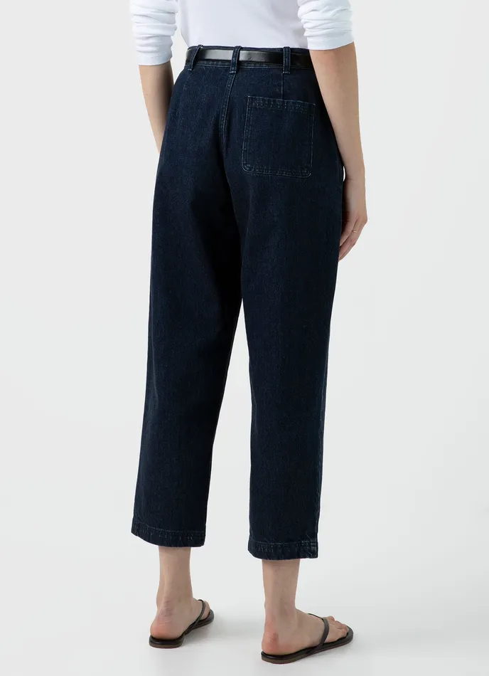 Pants ussunspel Women Denim Tapered Trouser Denim Rinse Wash
