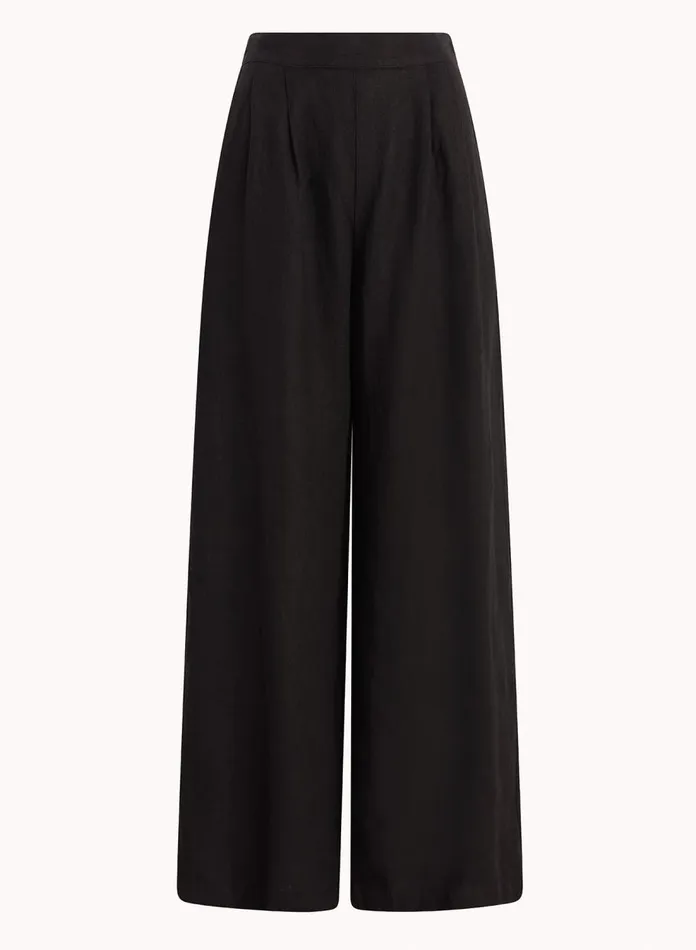 Pants Women Bella Dahl High Waisted Linen Pleated Pant 8211 Black