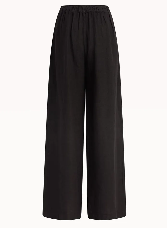 Pants Women Bella Dahl High Waisted Linen Pleated Pant 8211 Black