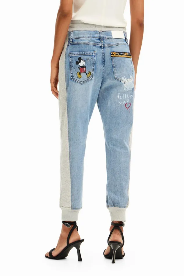 Pants Women Desigual Disneys Mickey Mouse Jogger Jeans Blue