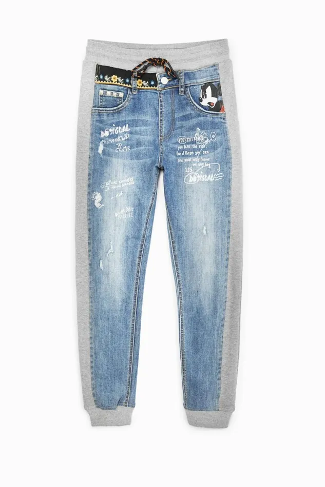 Pants Women Desigual Disneys Mickey Mouse Jogger Jeans Blue