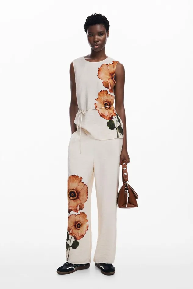 Pants Women Desigual Floral Pants Brown