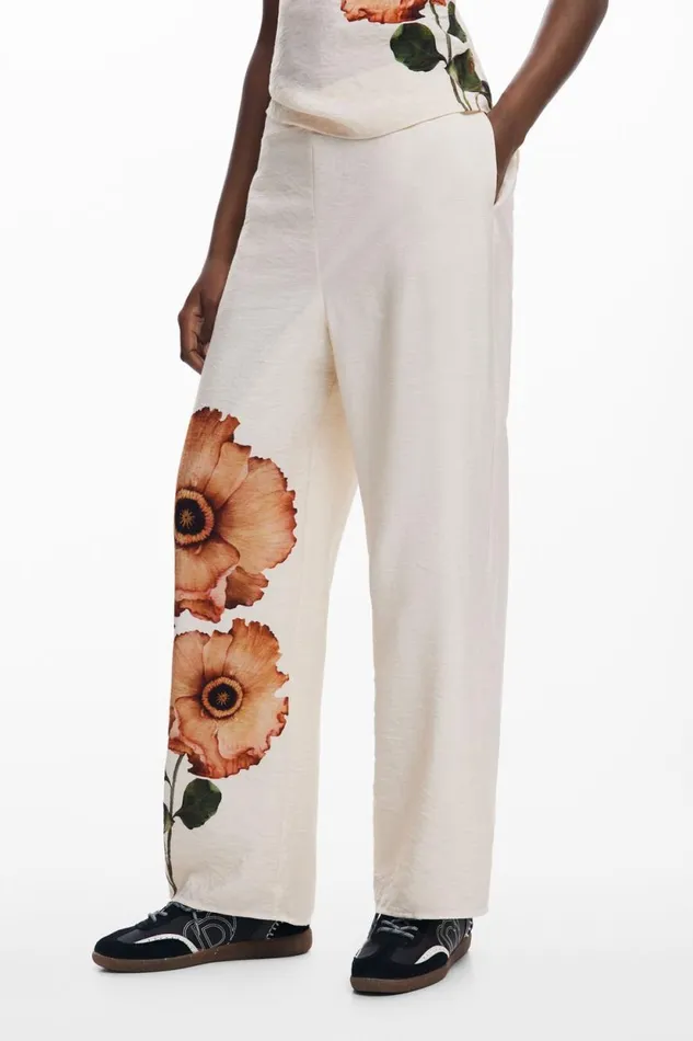Pants Women Desigual Floral Pants Brown