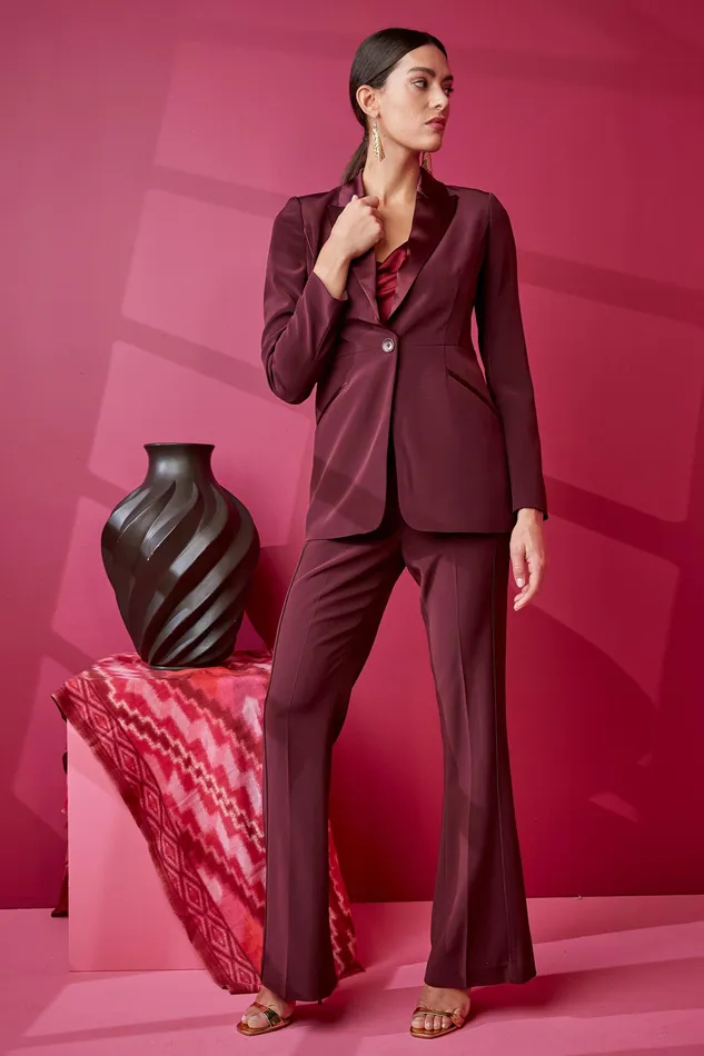 Pants Women Elie Tahari Tuxedo Fit and Flare Pant CORDOVAN