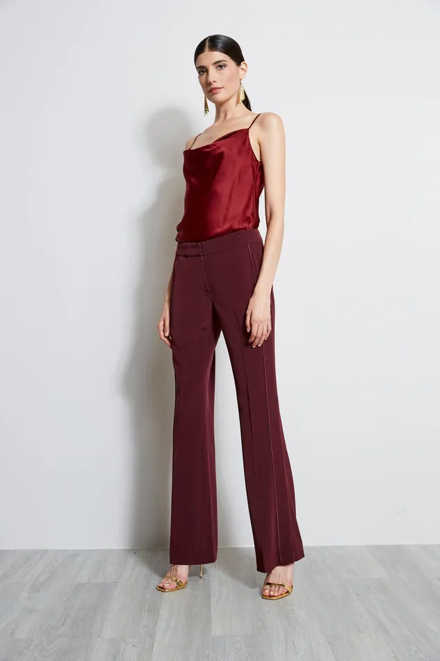 Pants Women Elie Tahari Tuxedo Fit and Flare Pant CORDOVAN
