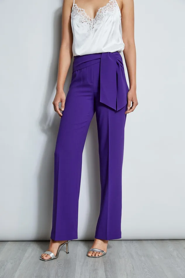 Pants Women Elie Tahari Wide Leg Sash Pant PLUM