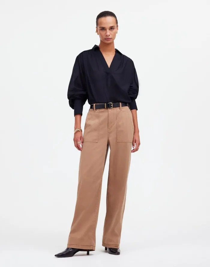 Pants Women Madewell LowSlung Baggy Utility Pants Dark Camel