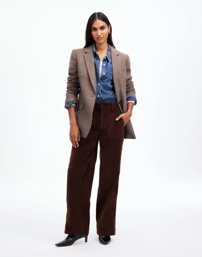 Pants Women Madewell LowSlung Baggy Utility Pants In Corduroy Dark Carob
