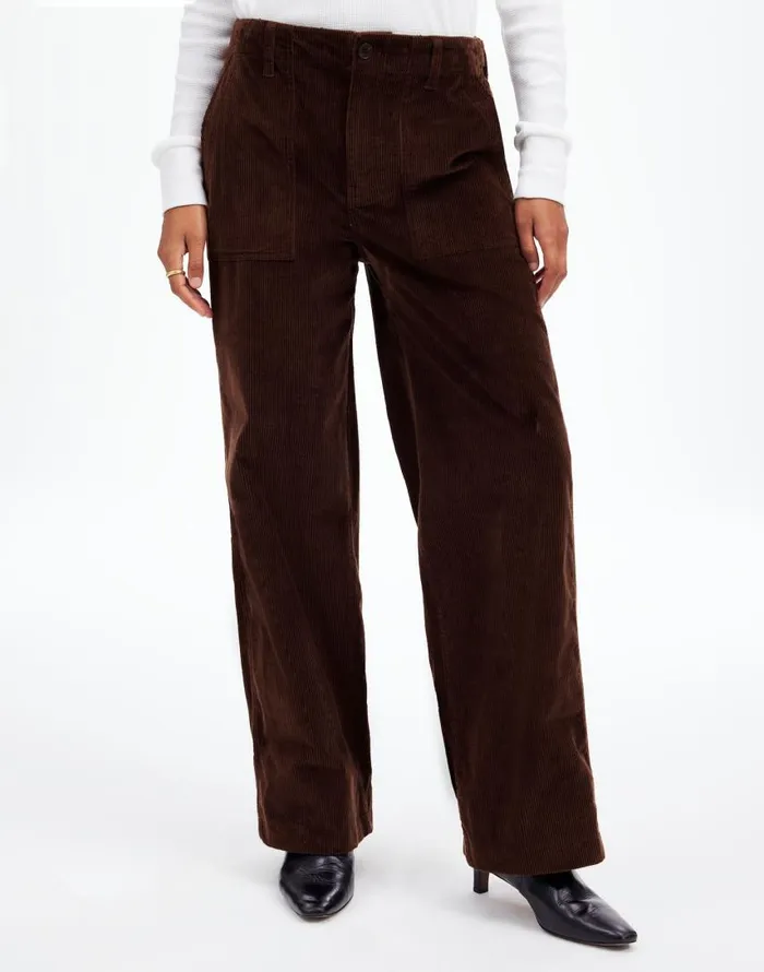 Pants Women Madewell LowSlung Baggy Utility Pants In Corduroy Dark Carob