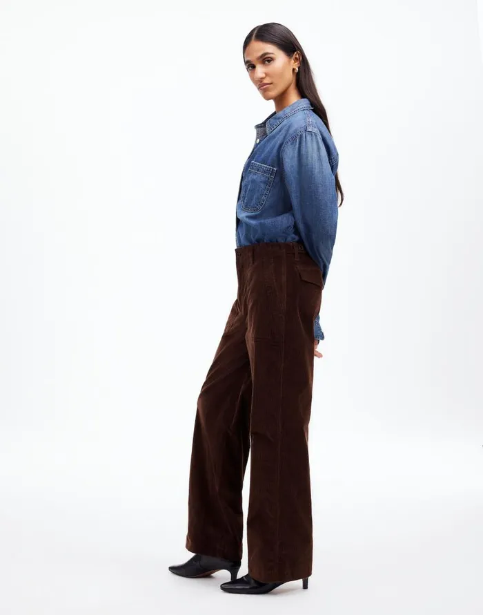 Pants Women Madewell LowSlung Baggy Utility Pants In Corduroy Dark Carob