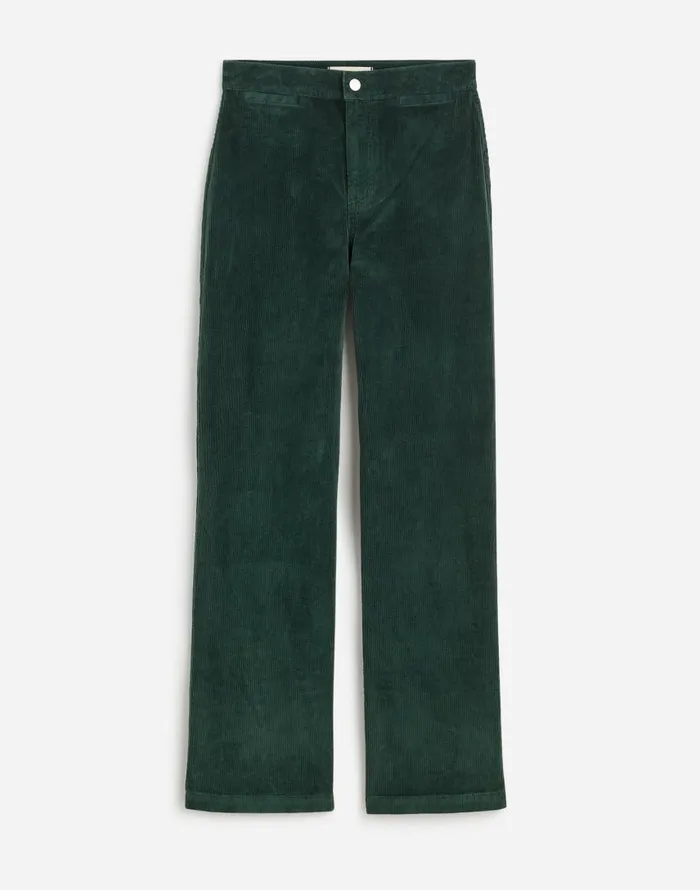 Pants Women Madewell The Emmett WideLeg Pant In Corduroy Welt Pocket Edition Luxury Forest