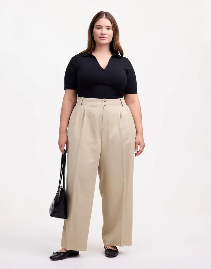 Pants Women Madewell The Plus Harlow WideLeg Pant In Drapey Twill Vintage Khaki