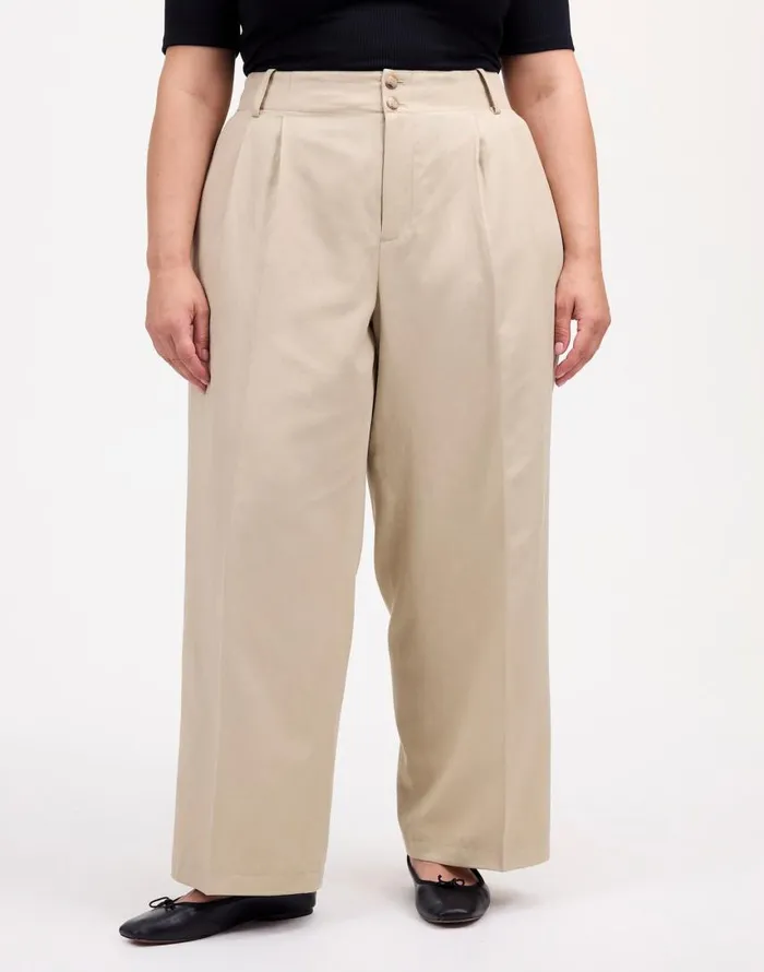Pants Women Madewell The Plus Harlow WideLeg Pant In Drapey Twill Vintage Khaki