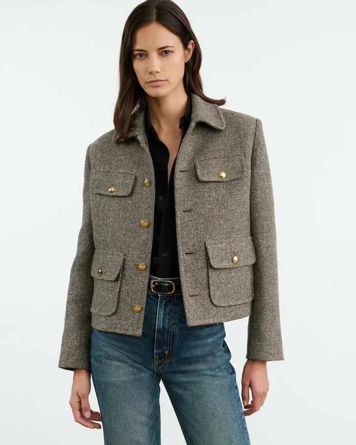 PAOLA JACKET Feather Grey Donagal Women Nili Lotan Jackets and Blazers