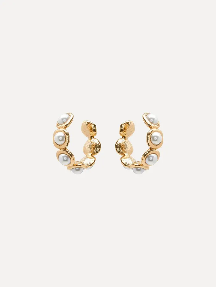 Pearl Sphere Hoop ClipOn Earrings Pearl Women Oscar De La Renta Earrings