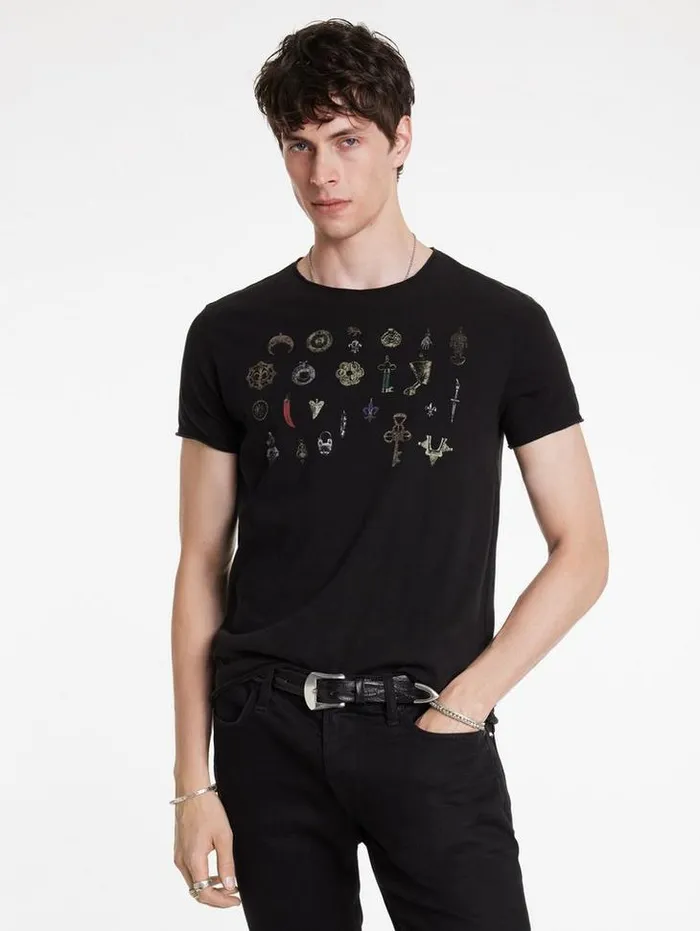 PENDANTS TEE Black Men John Varvatos Graphic Tees