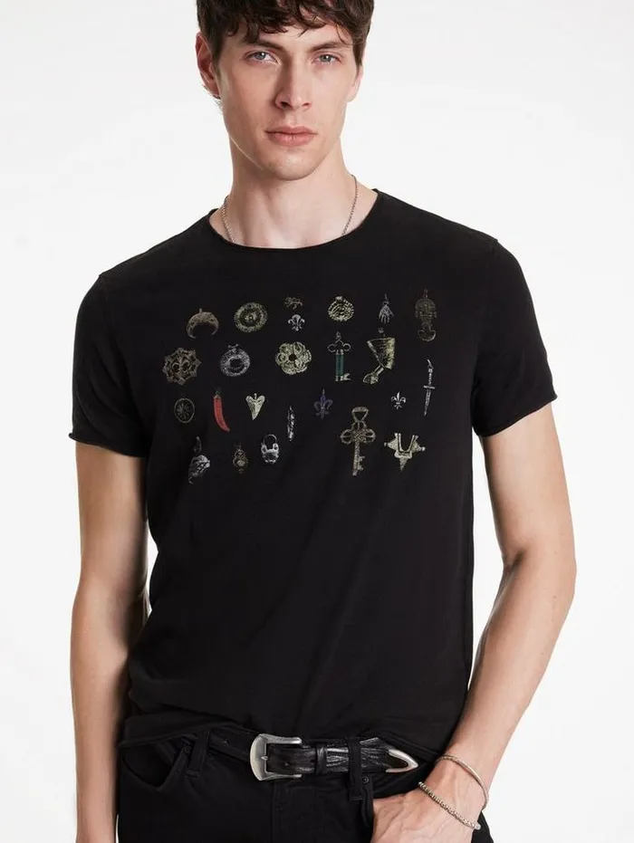 PENDANTS TEE Black Men John Varvatos Graphic Tees