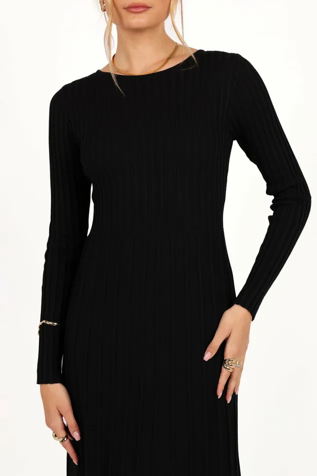 Petal and Pup Alison Long Sleeve Maxi Dress Black Women Sweater Dresses
