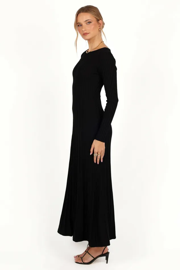 Petal and Pup Alison Long Sleeve Maxi Dress Black Women Sweater Dresses