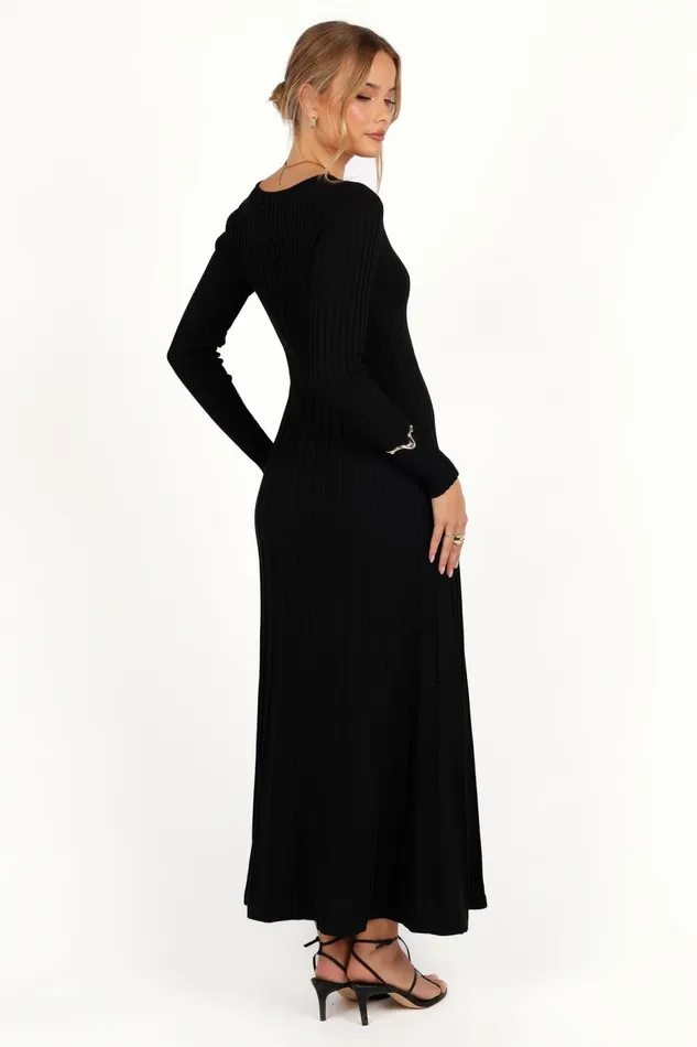 Petal and Pup Alison Long Sleeve Maxi Dress Black Women Sweater Dresses