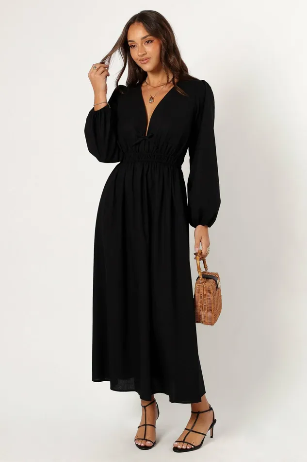 Petal and Pup Cece Long Sleeve Maxi Dress Black Women Fall Dresses