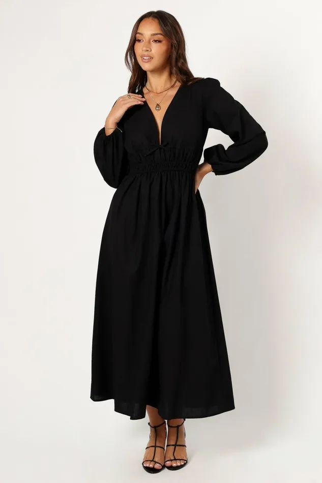 Petal and Pup Cece Long Sleeve Maxi Dress Black Women Fall Dresses