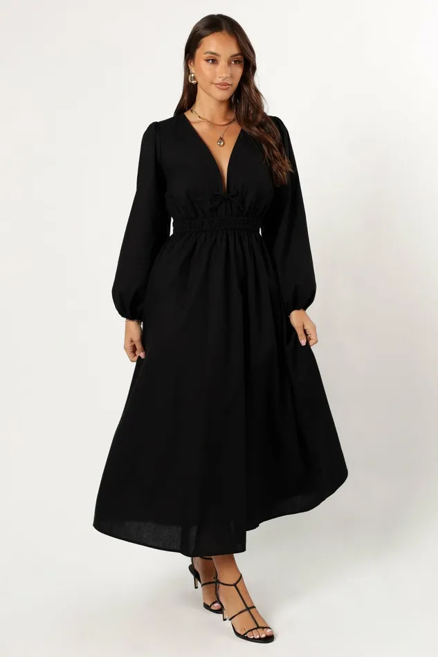 Petal and Pup Cece Long Sleeve Maxi Dress Black Women Fall Dresses