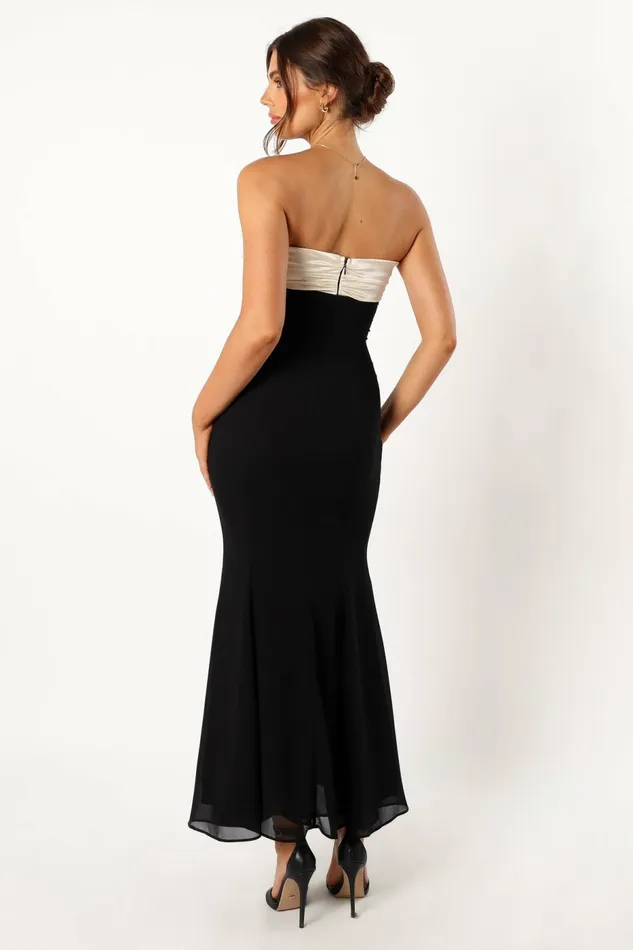 Petal and Pup Cecilia Strapless Maxi Dress Black Women Strapless Dresses