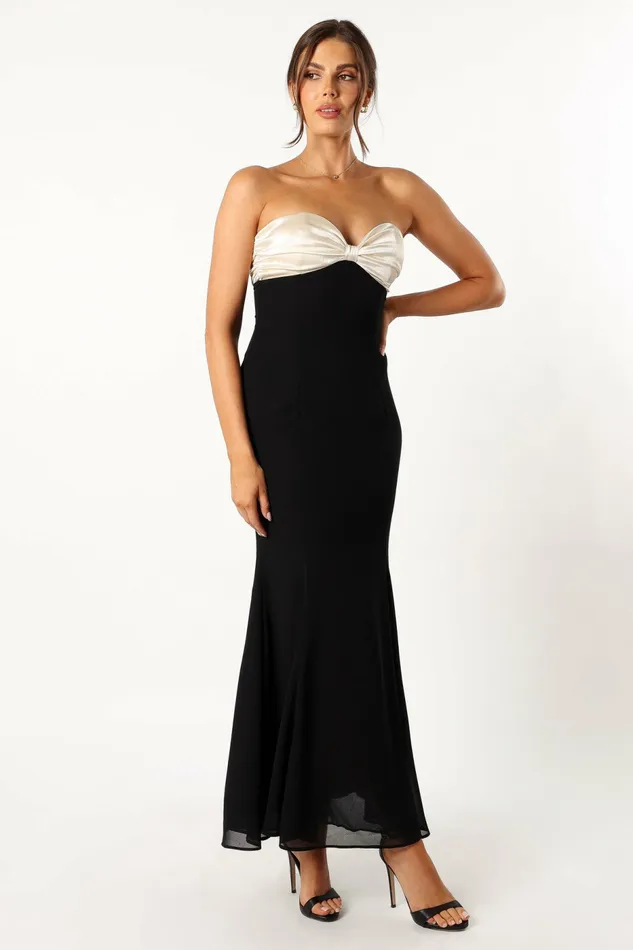Petal and Pup Cecilia Strapless Maxi Dress Black Women Strapless Dresses