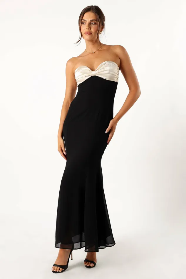 Petal and Pup Cecilia Strapless Maxi Dress Black Women Strapless Dresses