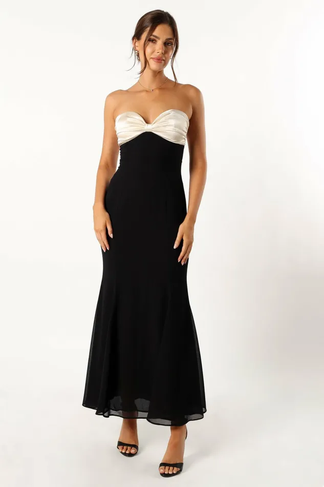 Petal and Pup Cecilia Strapless Maxi Dress Black Women Strapless Dresses