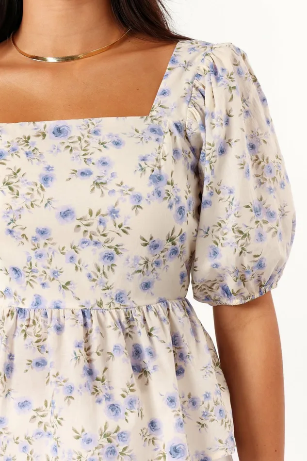 Petal and Pup Celia Top Ivory Blue Women Tops