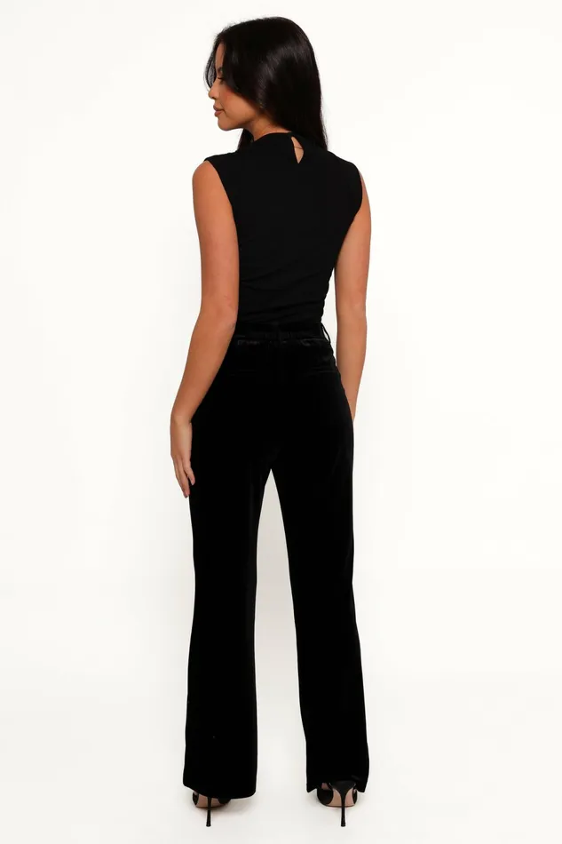 Petal and Pup Darla Velvet Wide Leg Pants Black Women Pants