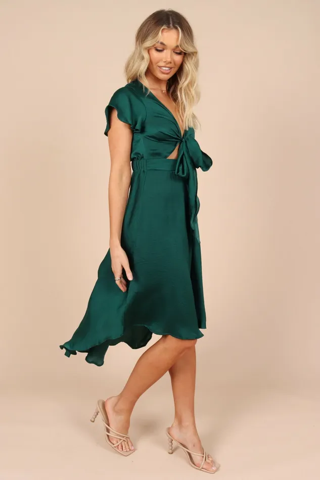 Petal and Pup Dresses Women Amanda Hi Lo Tie Front Dress Emerald